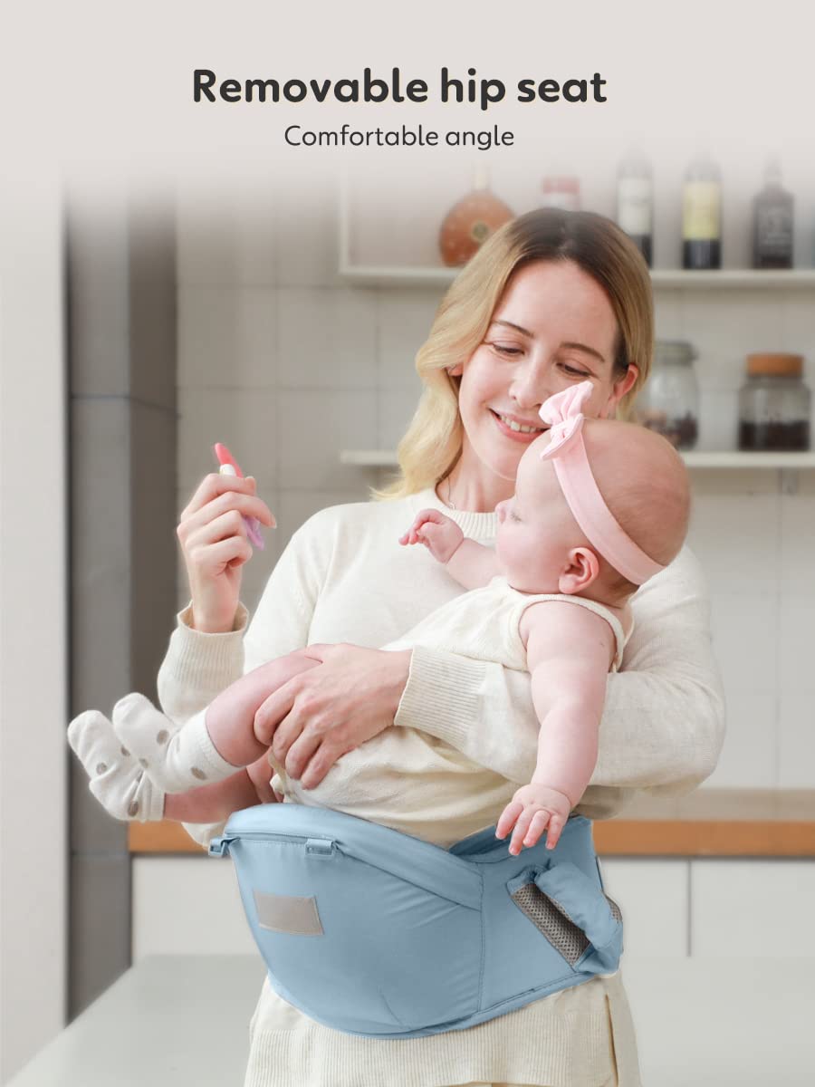 Baby Carrier with Hip Seat, Baby Carrier Newborn to Toddler, Detachable Baby Hip Seat Carrier for 7 -66lbs, All Seasons Baby Holder Carrier, All Position.(Light Grey) - Image 2